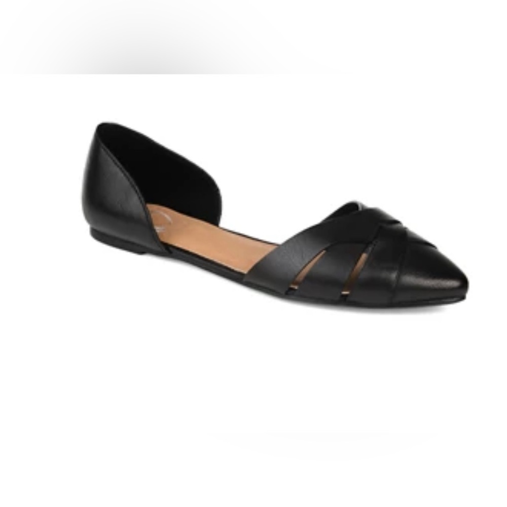 Journee Collection Black Pointed D'Orsay Cutout Flats